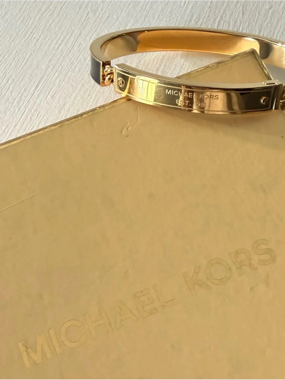 Michael Kors Gold & Black Hinged Bangle Bracelet